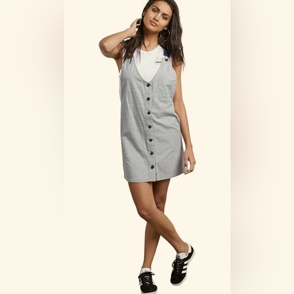 Volcom Striped Overalls Dress - Picture 1 of 6